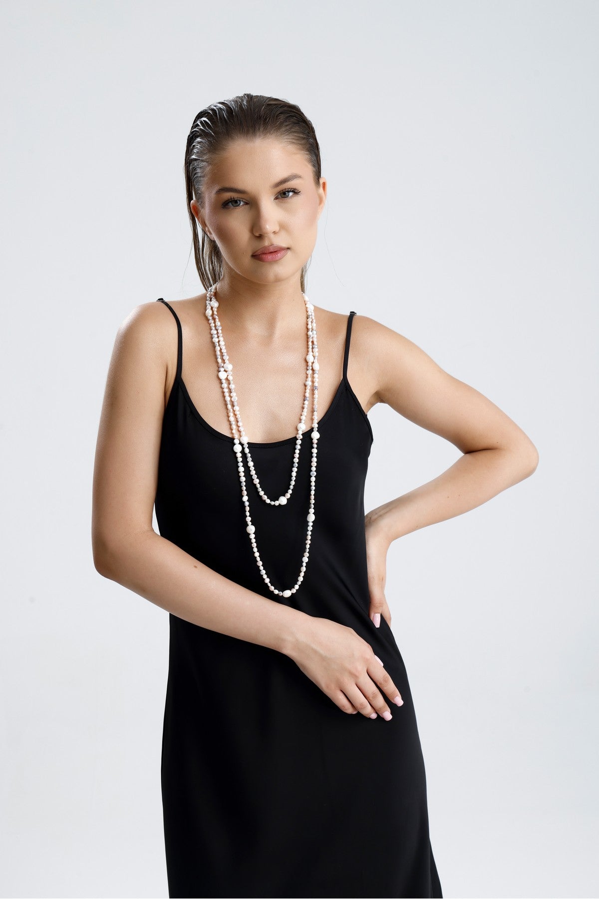 Multicolor Barok Doğal İnci Uzun Kolye