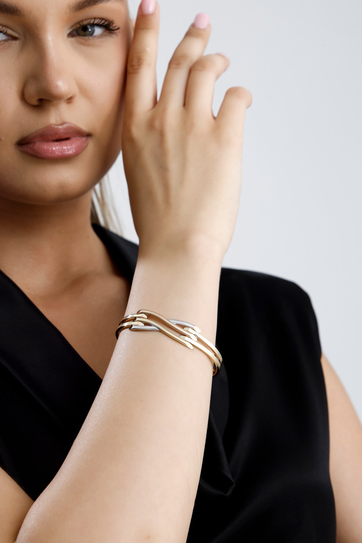 14 Ayar Altın 3 Sıra Renkli Kaburga Bileklik