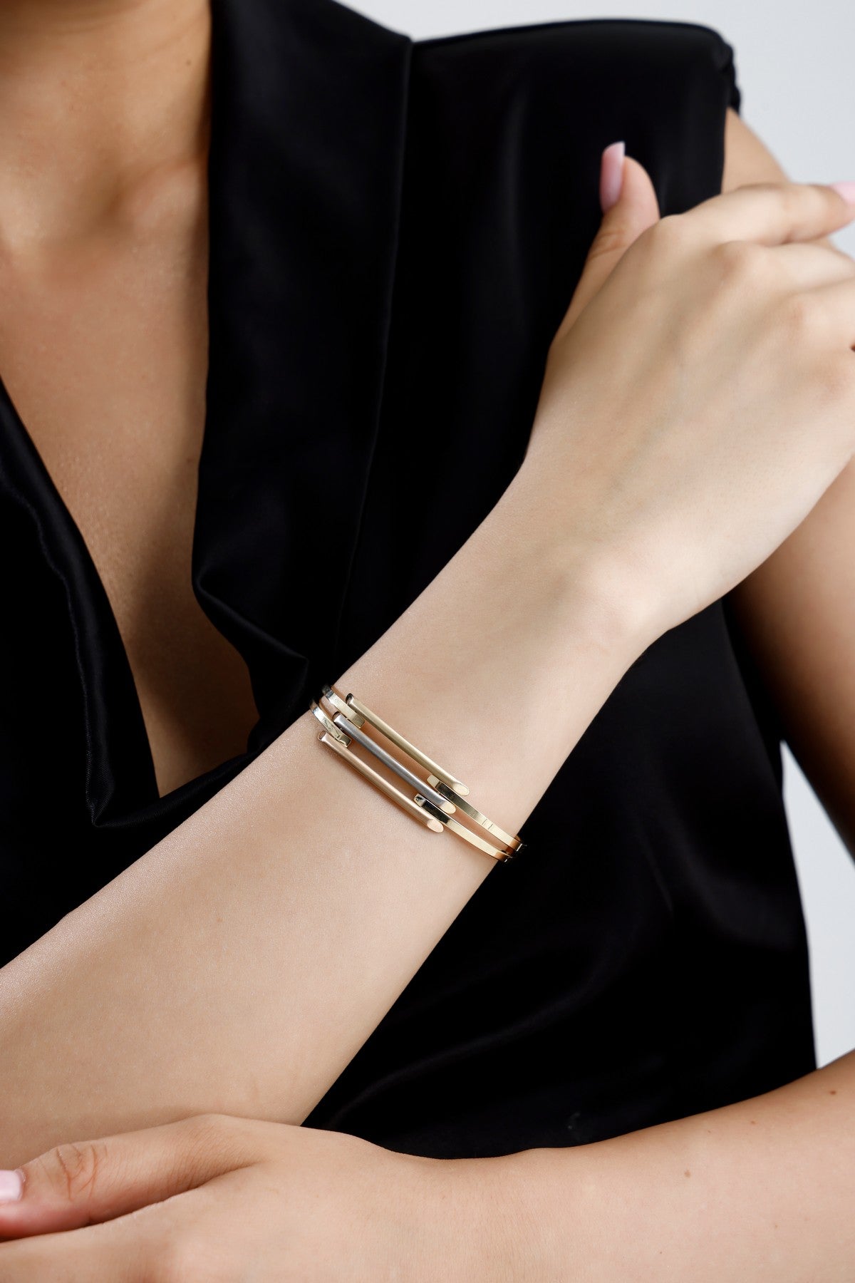 14 Ayar Altın 3 Sıra Renkli Kaburga Bileklik