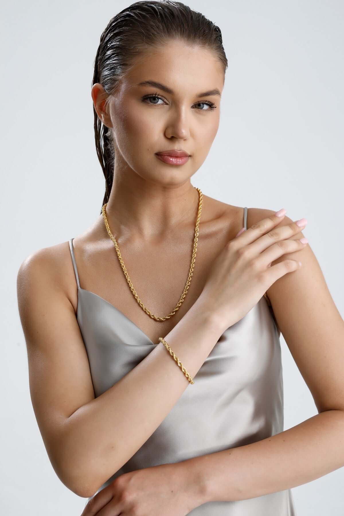 14 Ayar Altın Halat Zincir Bileklik