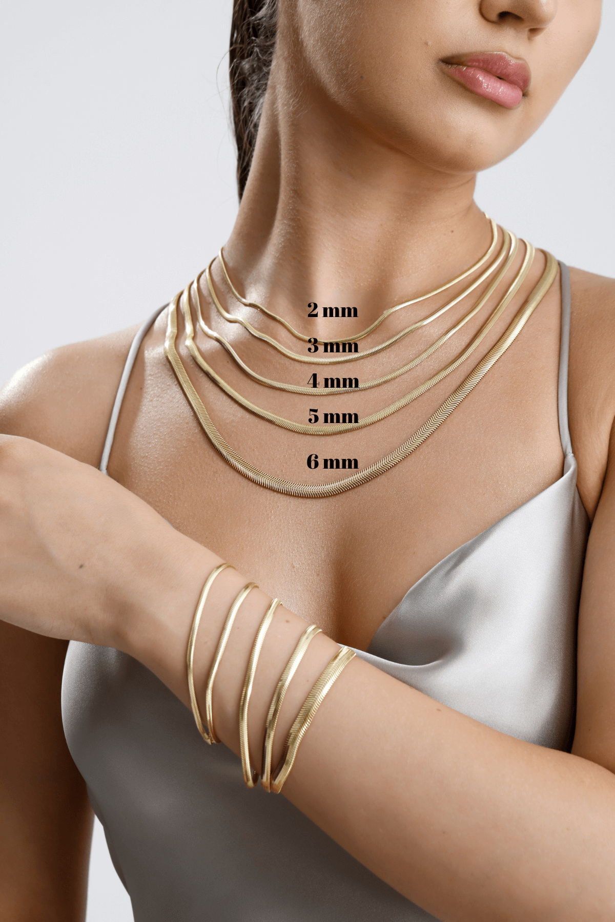 14 Ayar Altın Balık Sırtı Zincir Kolye Bileklik İkili Set