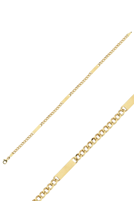 14 Ayar Altın Erkek Plakalı Gurmet Zincir Bileklik