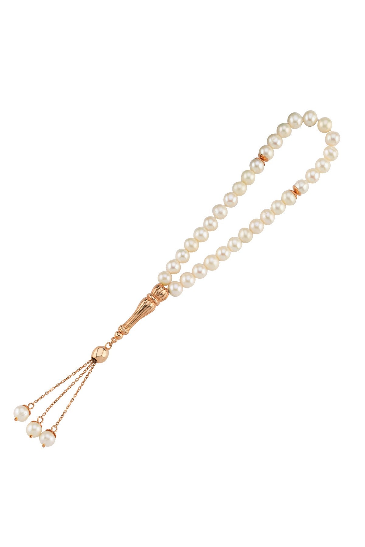 Beyaz Doğal İnci Püsküllü Tespih