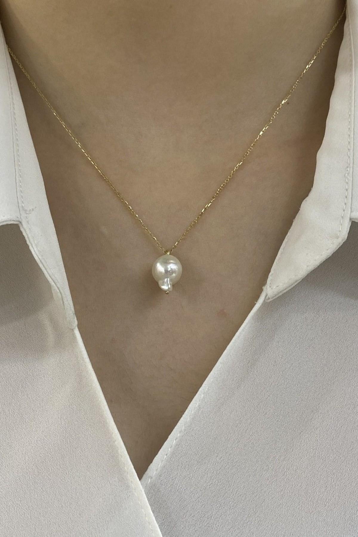 Zincirli Barok Doğal İnci Kolye