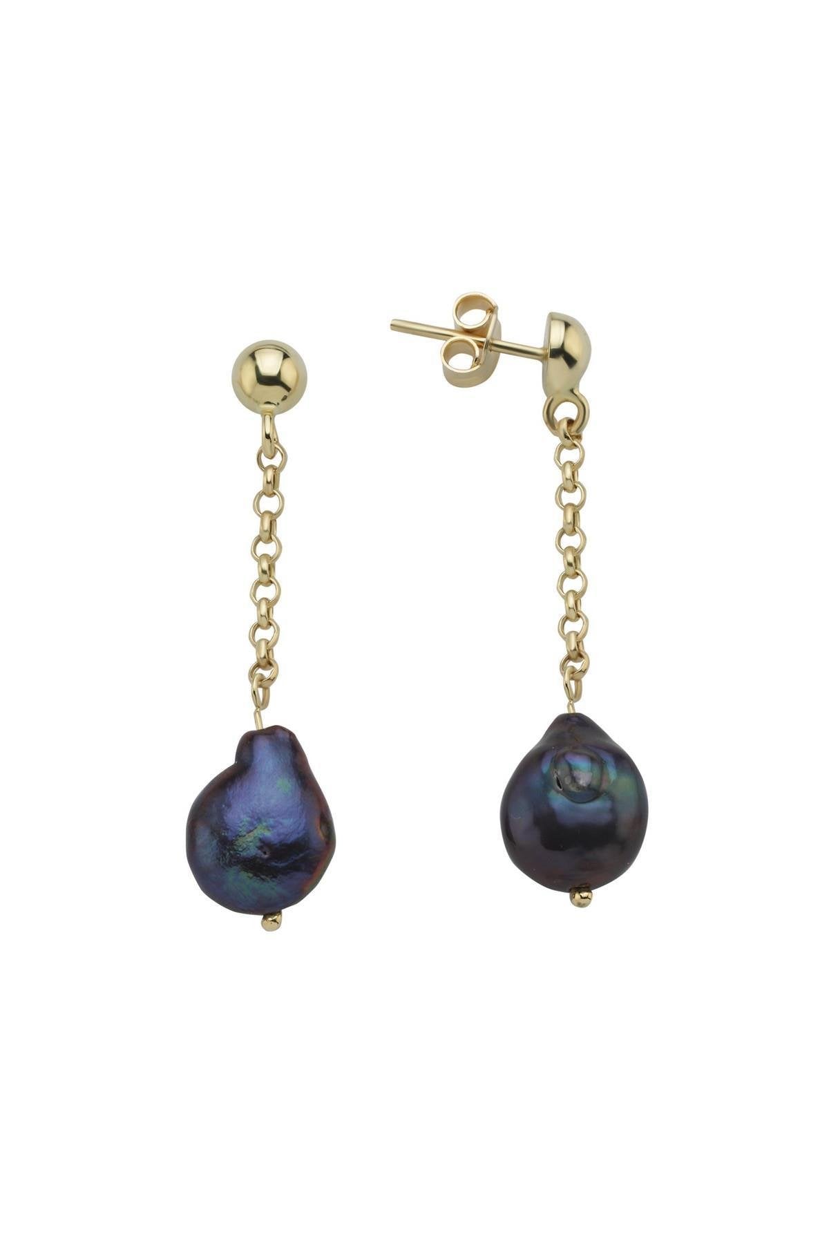 Doğal Barok İncili Zincir Küpe