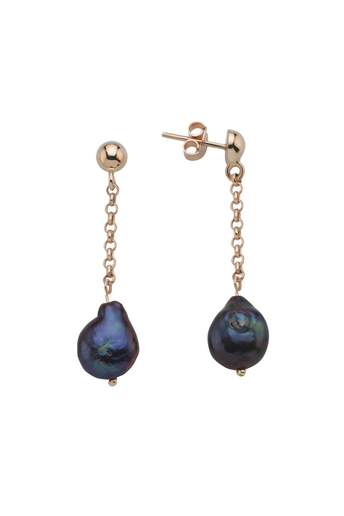 Doğal Barok İncili Zincir Küpe