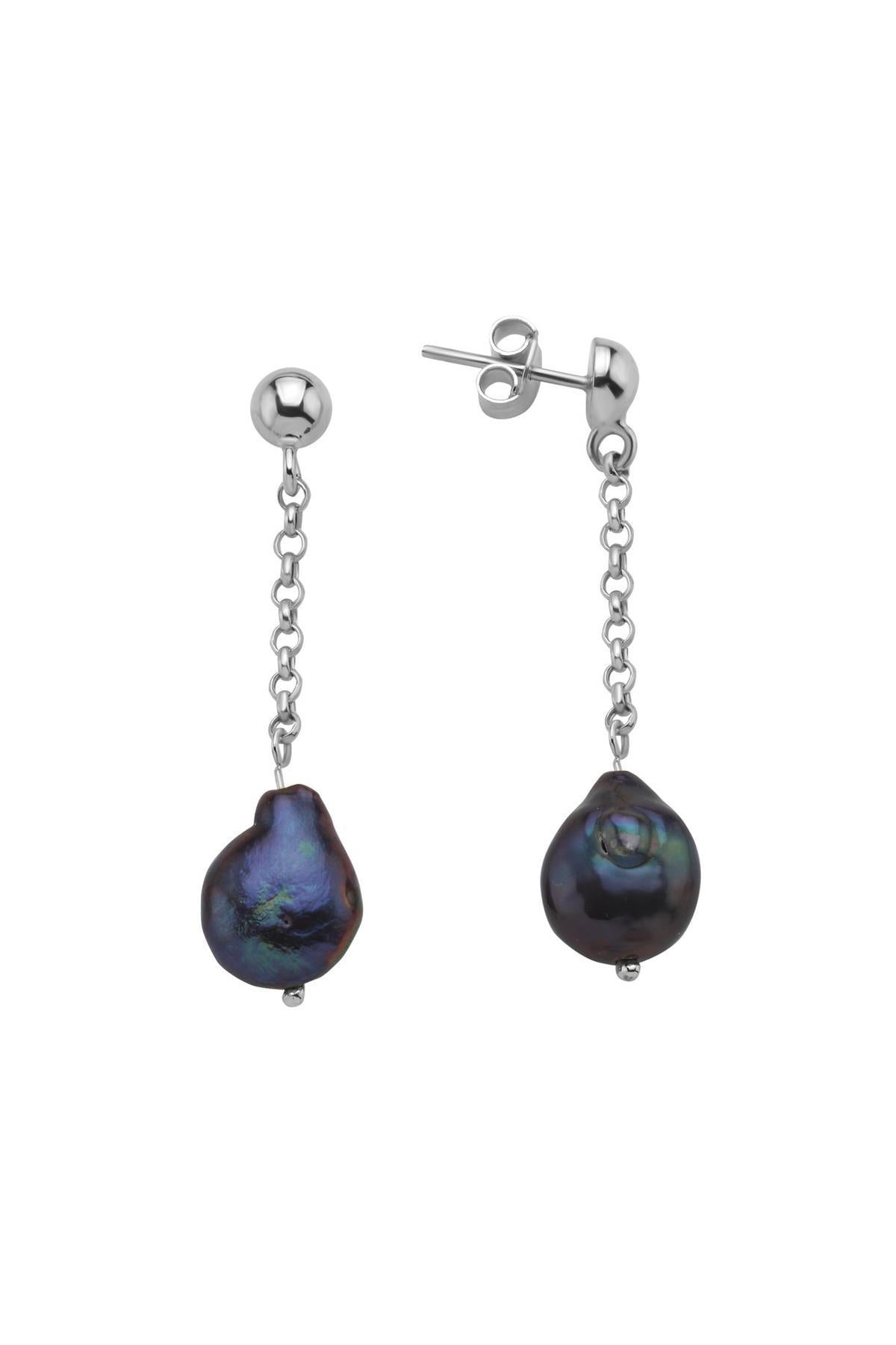 Doğal Barok İncili Zincir Küpe