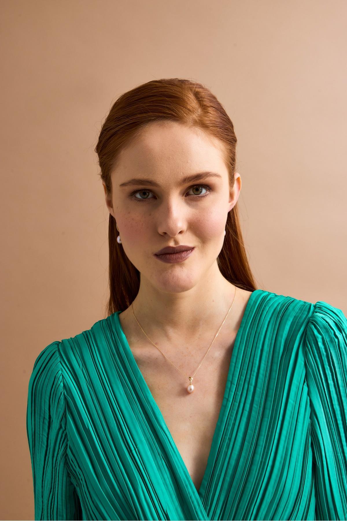 Pembe Damla Doğal İnci Kolye