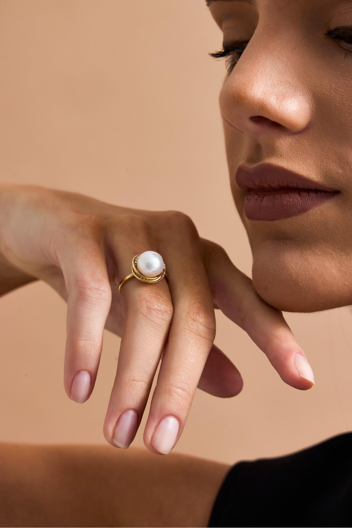 Zirkon Taşlı Doğal İnci Yüzük