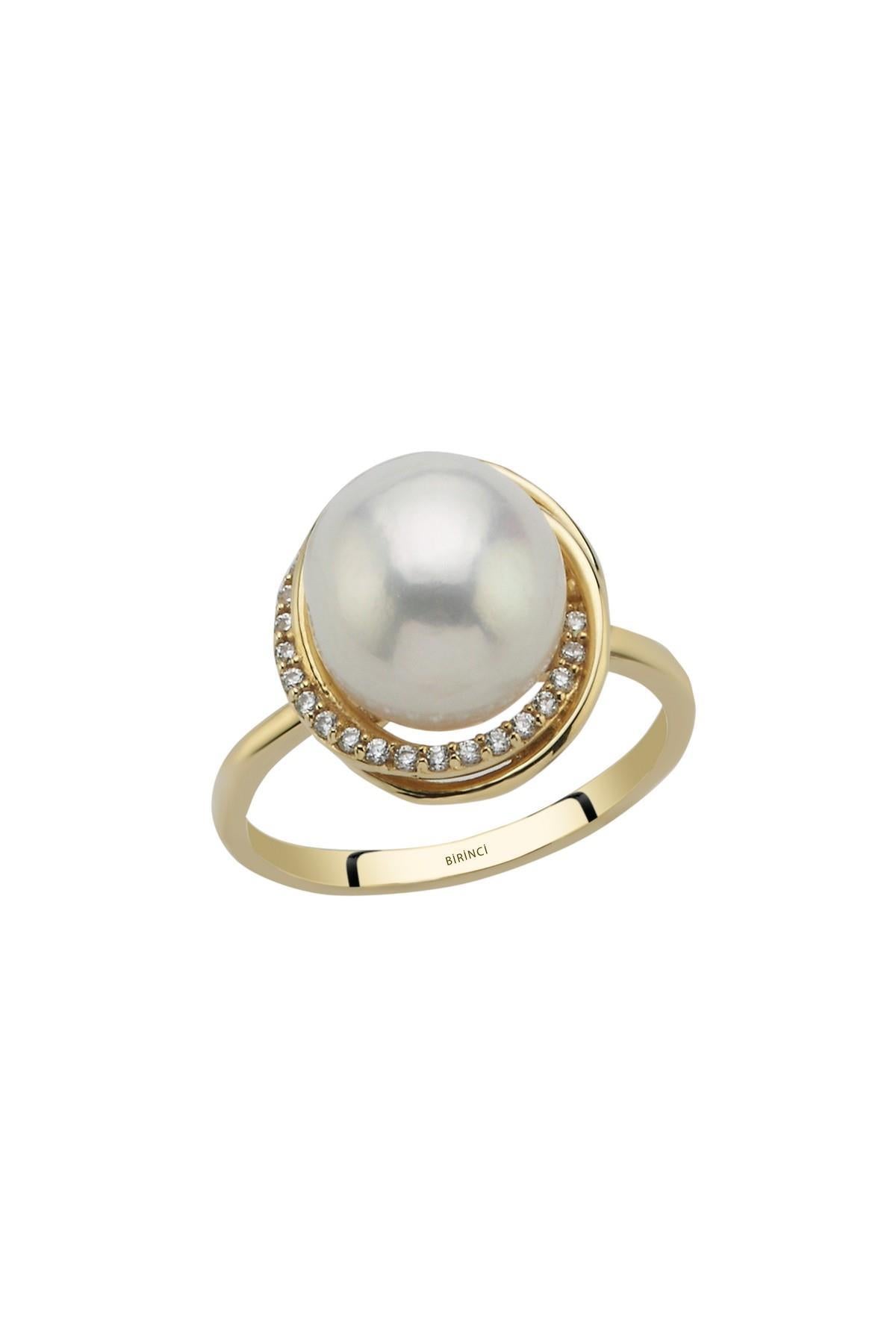 Zirkon Taşlı Doğal İnci Yüzük