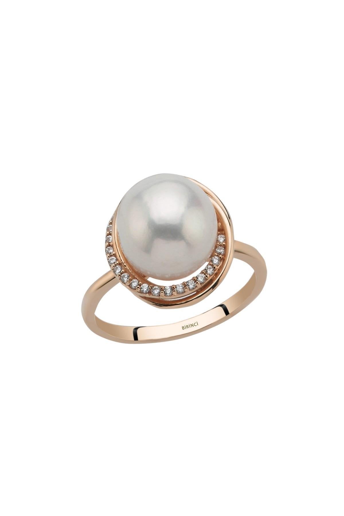 Zirkon Taşlı Doğal İnci Yüzük