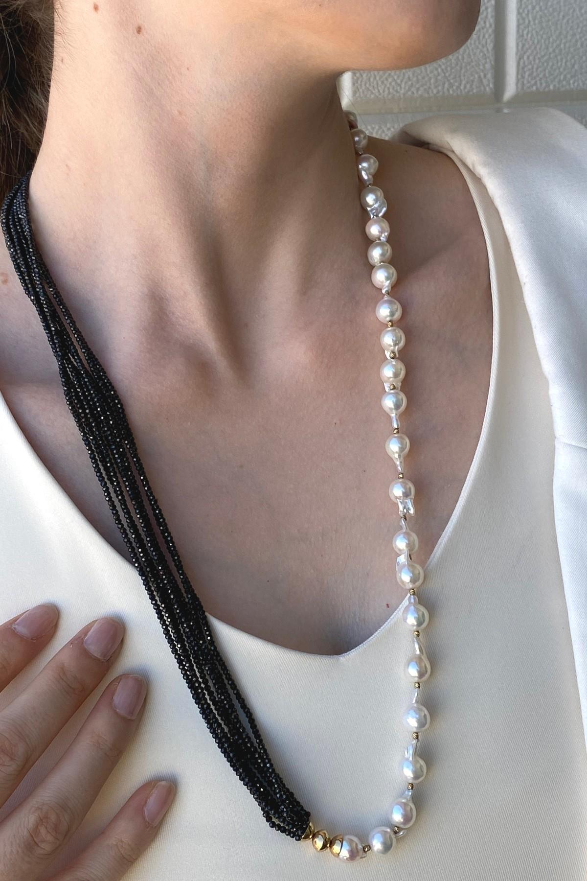 Spinel Taşlı Barok Doğal İnci Kolye