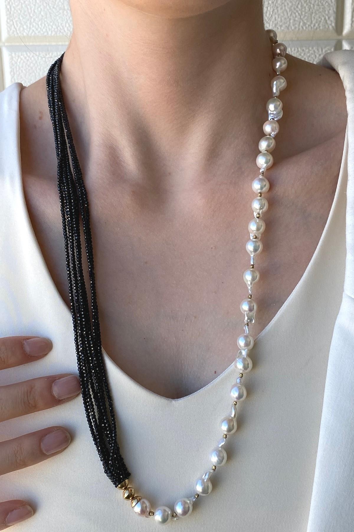 Spinel Taşlı Barok Doğal İnci Kolye