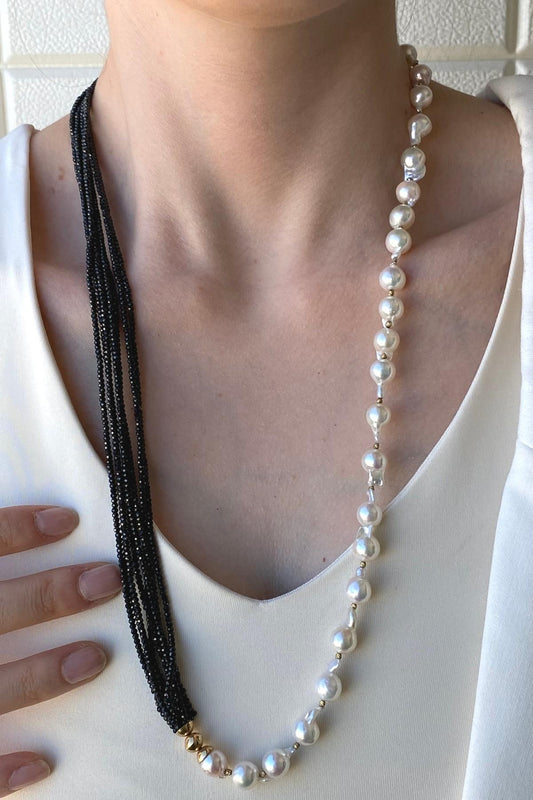 Spinel Taşlı Barok Doğal İnci Kolye