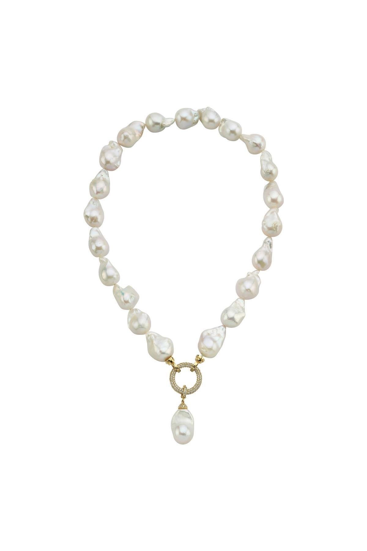 Halka Kilitli Barok Doğal İnci Kolye