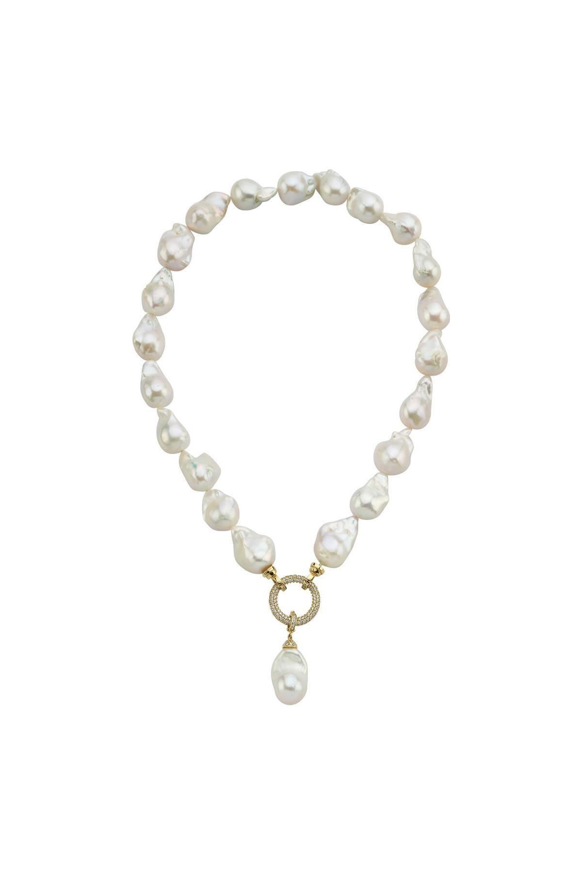 Halka Kilitli Barok Doğal İnci Kolye