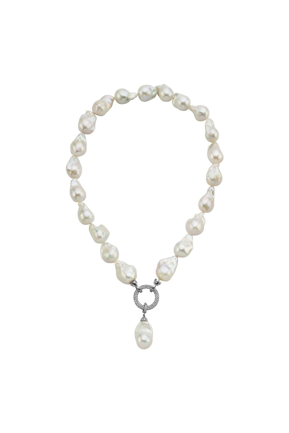 Halka Kilitli Barok Doğal İnci Kolye