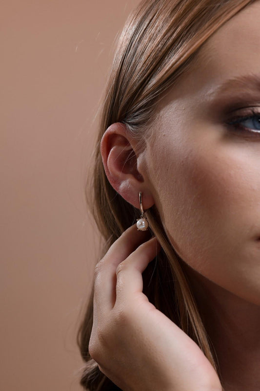 Doğal İnci Sallantılı Küpe