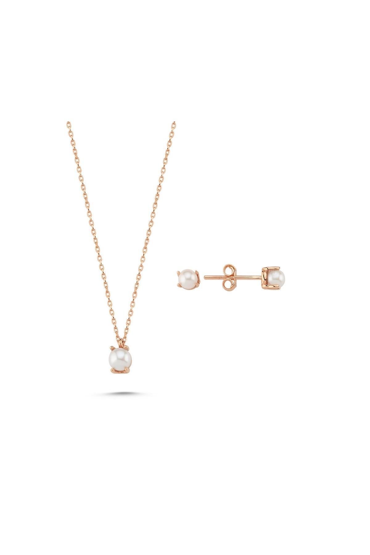 İncili Küpe Kolye İkili Set