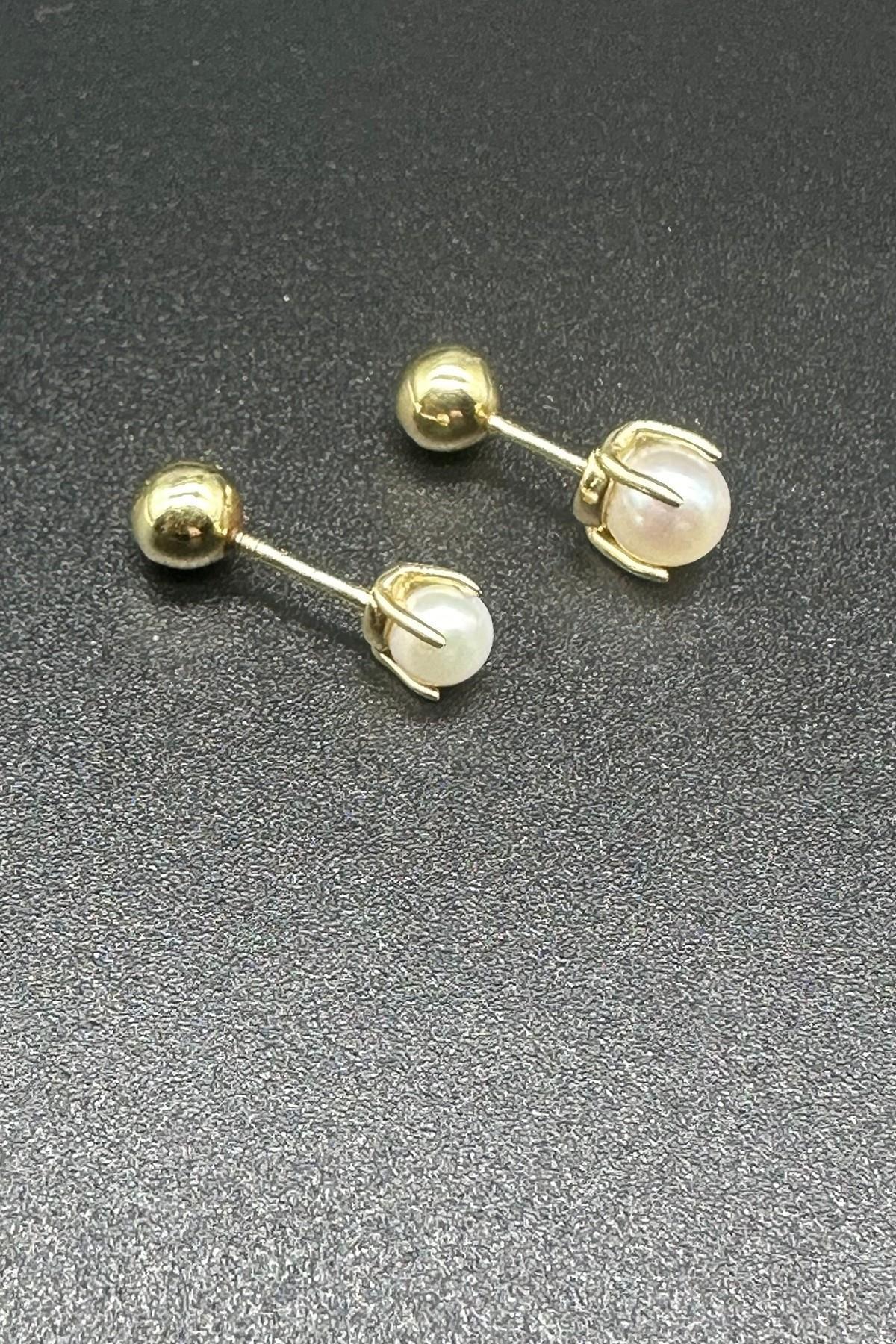 İkili Tragus Doğal İnci Çift Taraflı Top Piercing