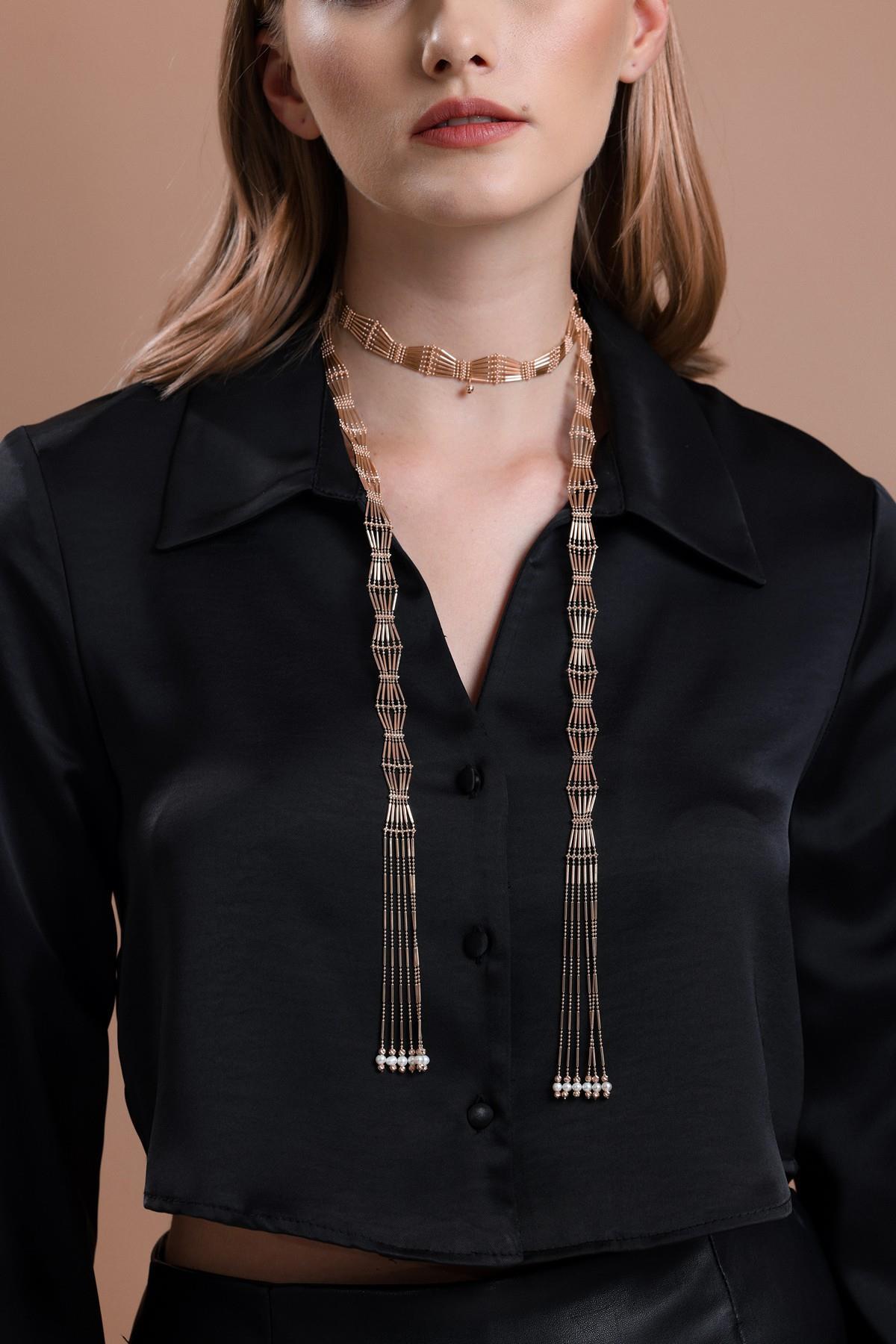 Çubuk Modelli Doğal İnci Şal