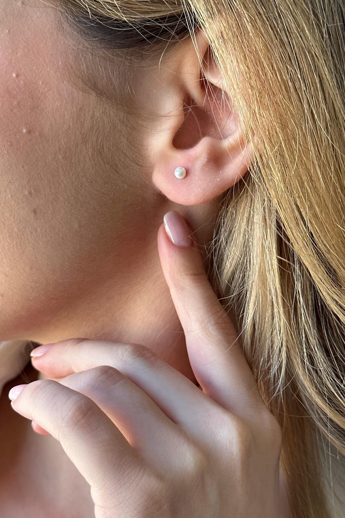 Doğal İnci Top Küpe