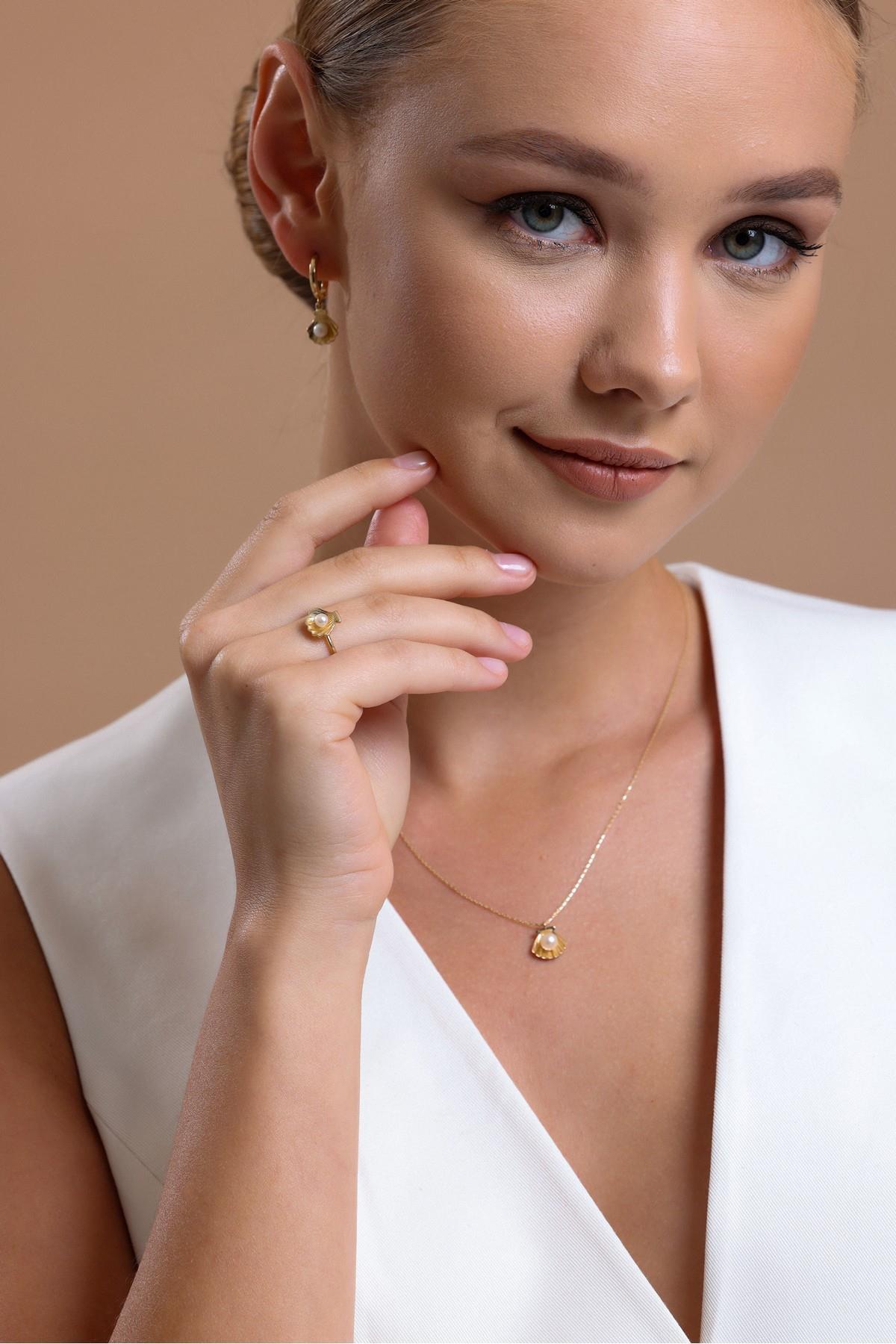 İstiridye Doğal İnci Küpe