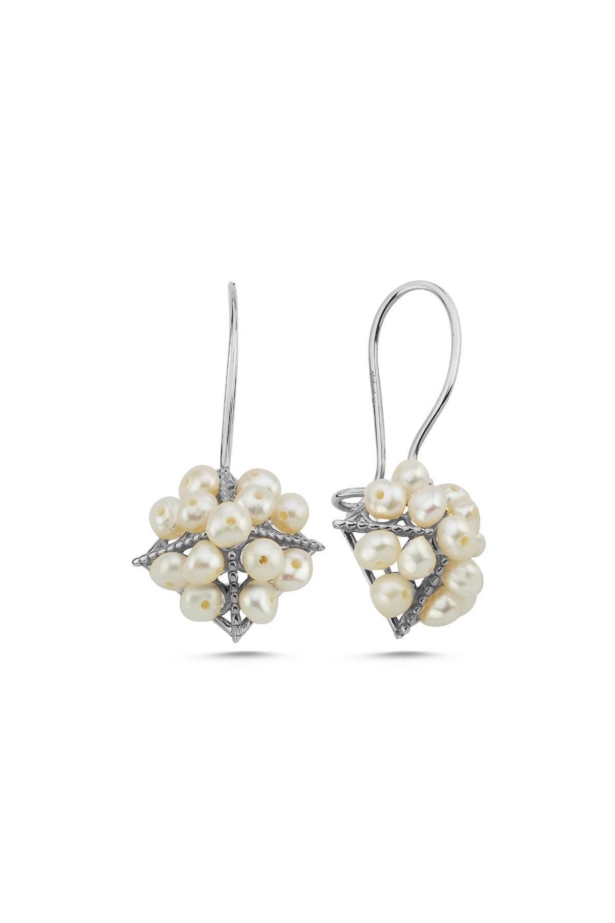 Piramit Model Doğal İnci Küpe