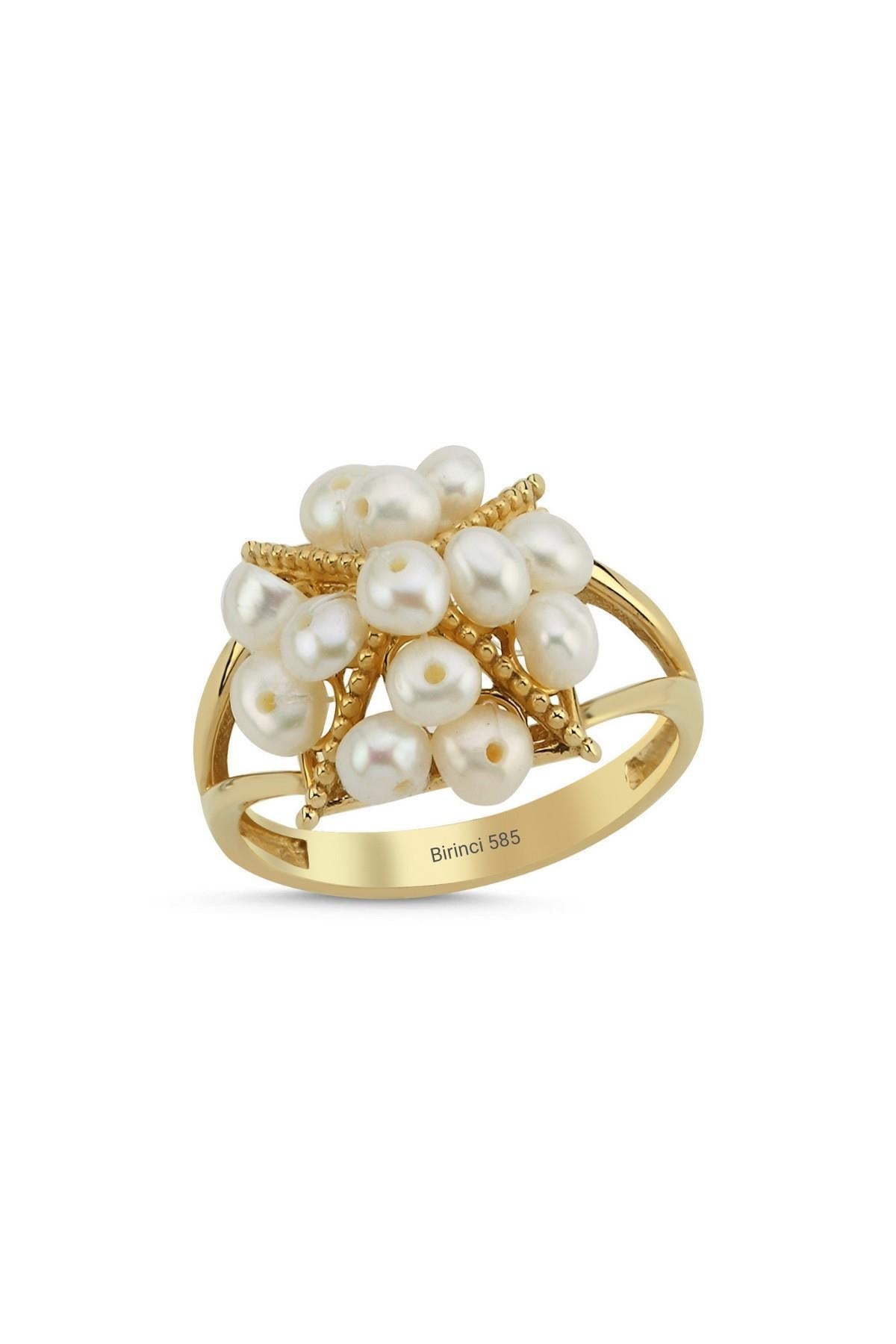 Piramit Model Doğal İnci Yüzük