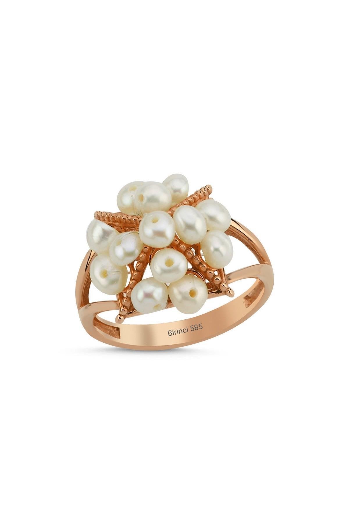 Piramit Model Doğal İnci Yüzük