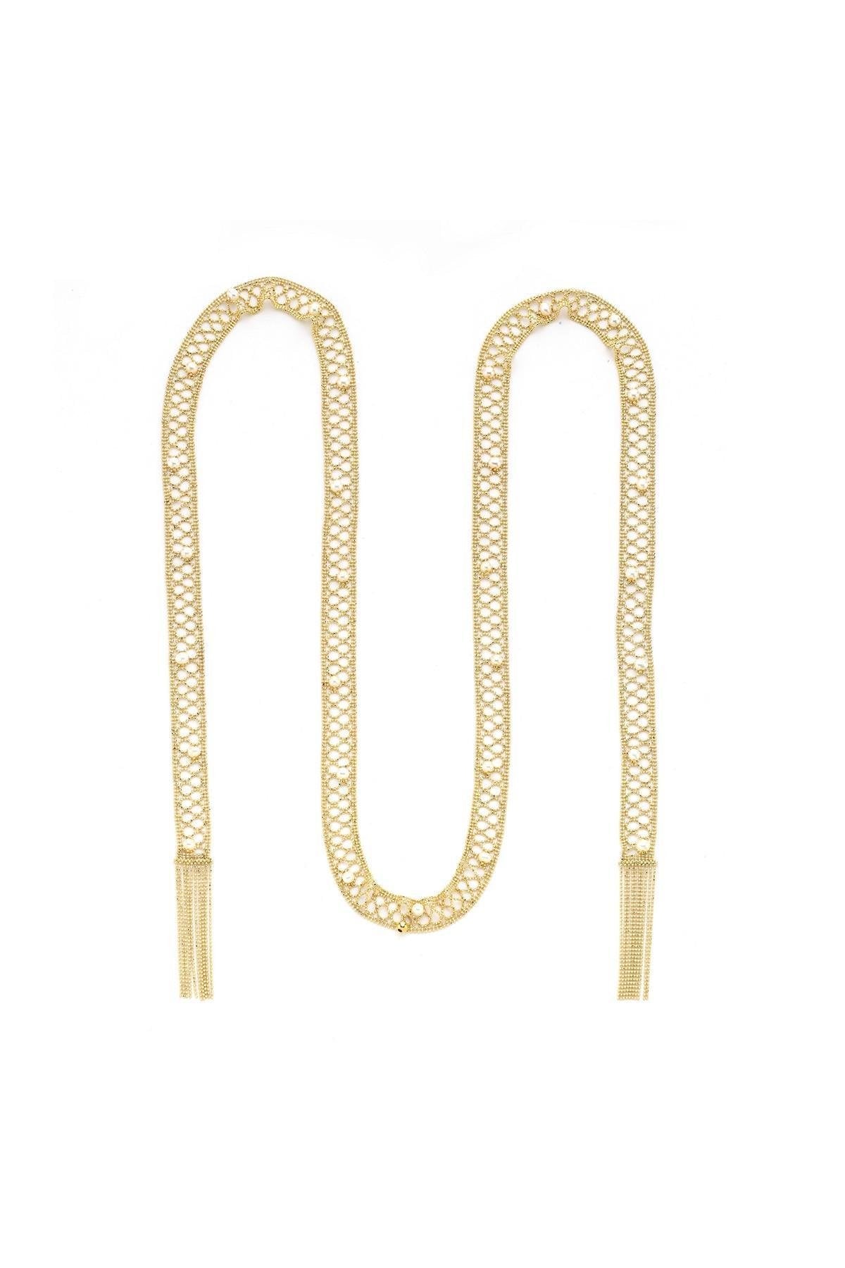 S Örgülü Doğal İnci Kemer