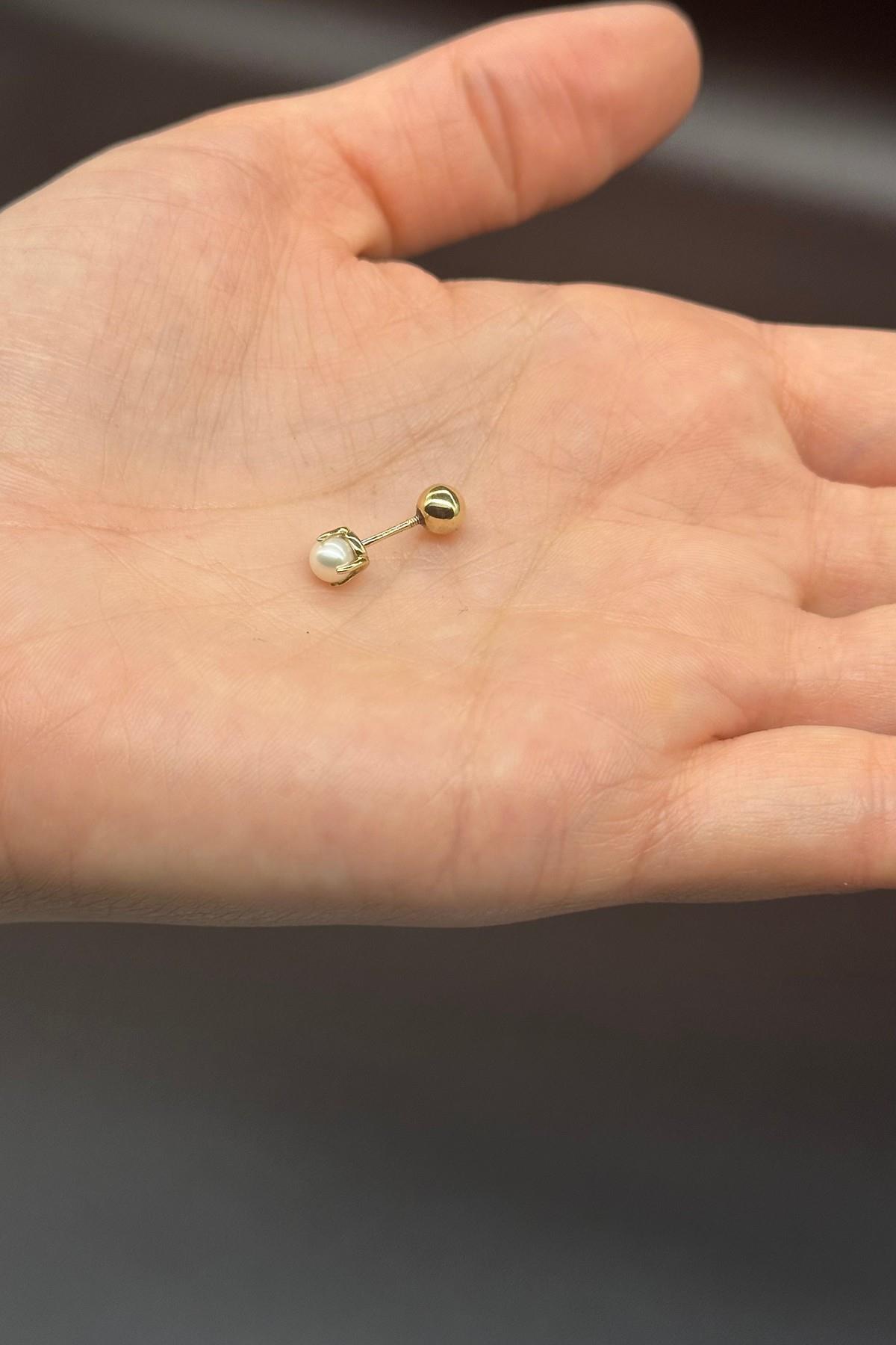 Tragus Doğal İnci Çift Taraflı Top Piercing