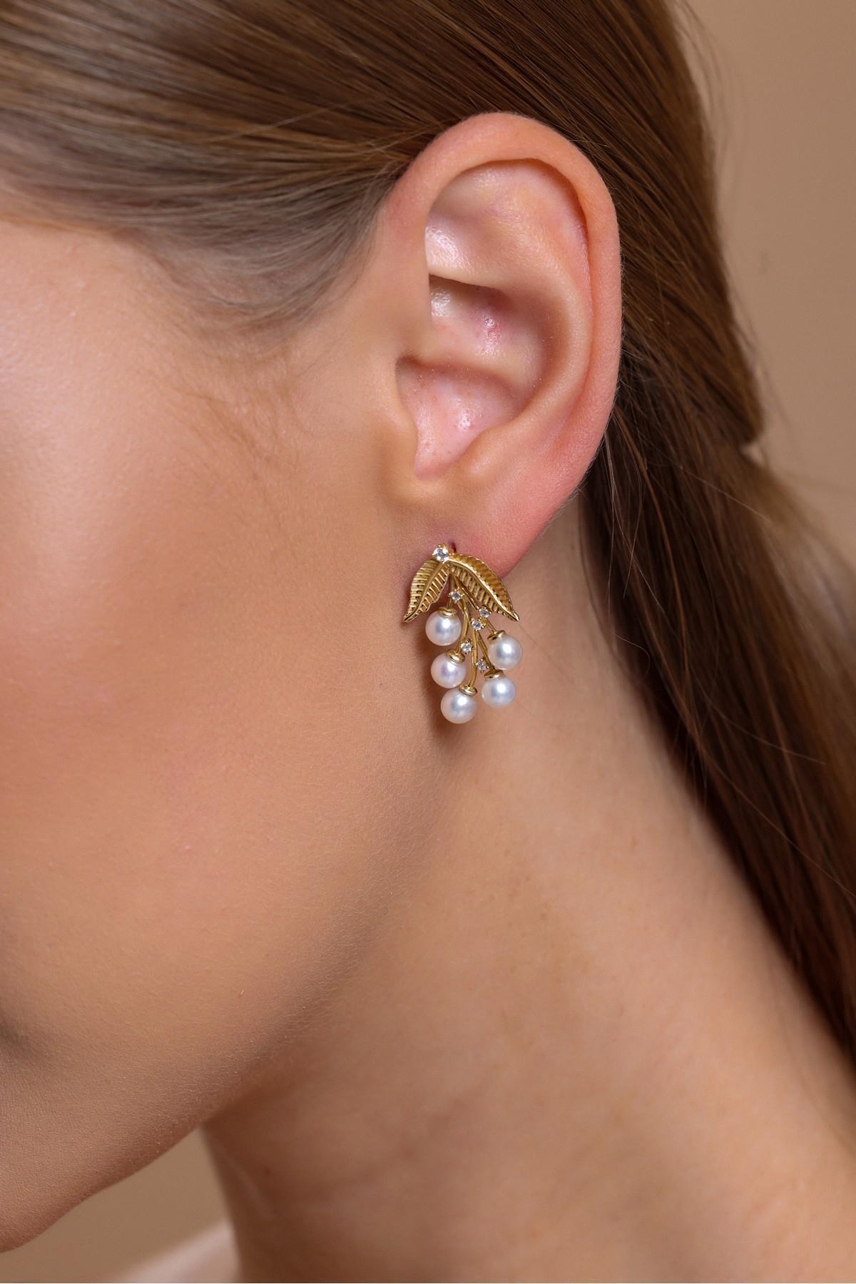 Zeytin Dalı Doğal İnci Küpe Yüzük İkili Set