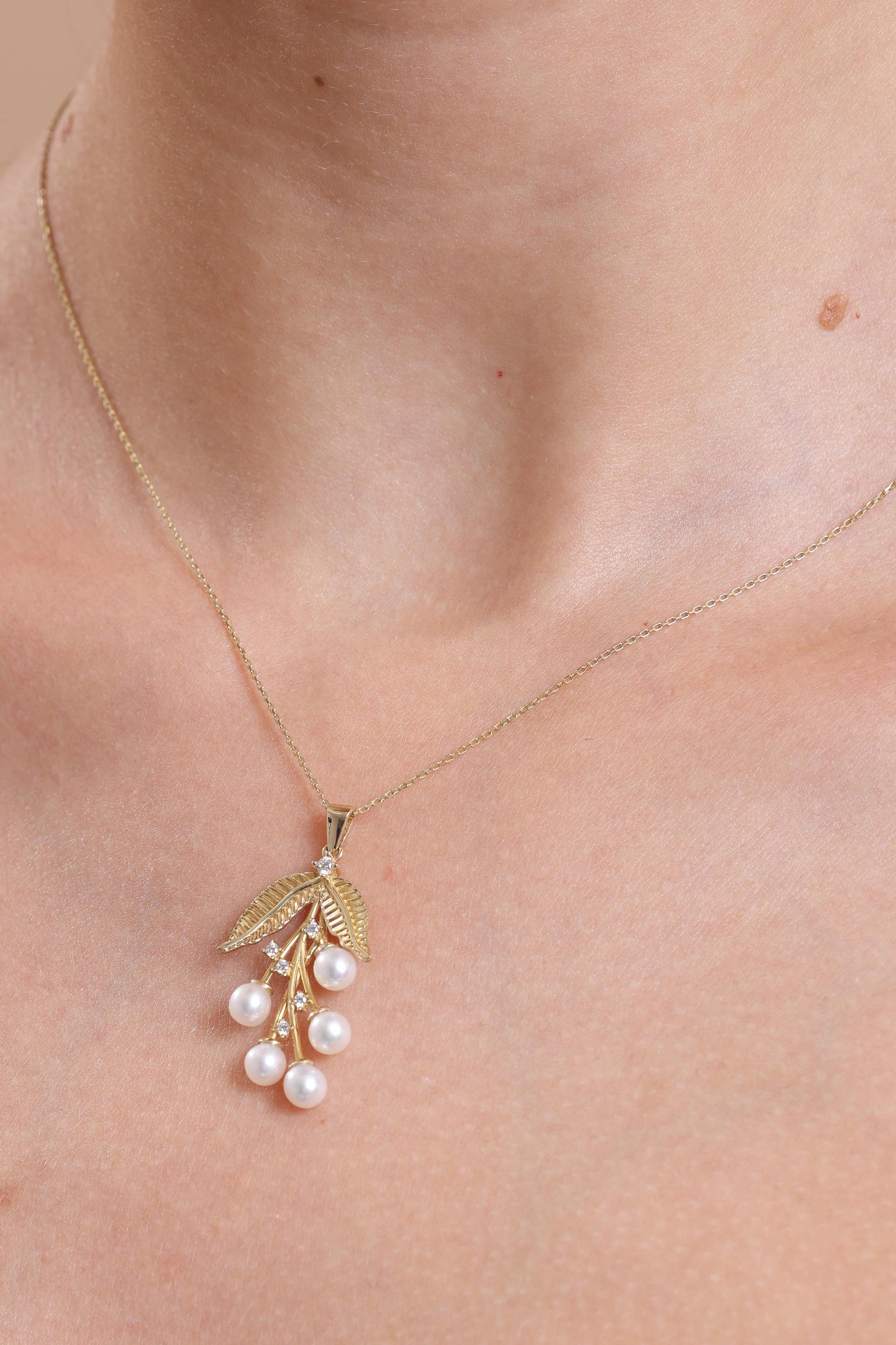 Zeytin Dalı Doğal İncili Kolye Yüzük İkili Set