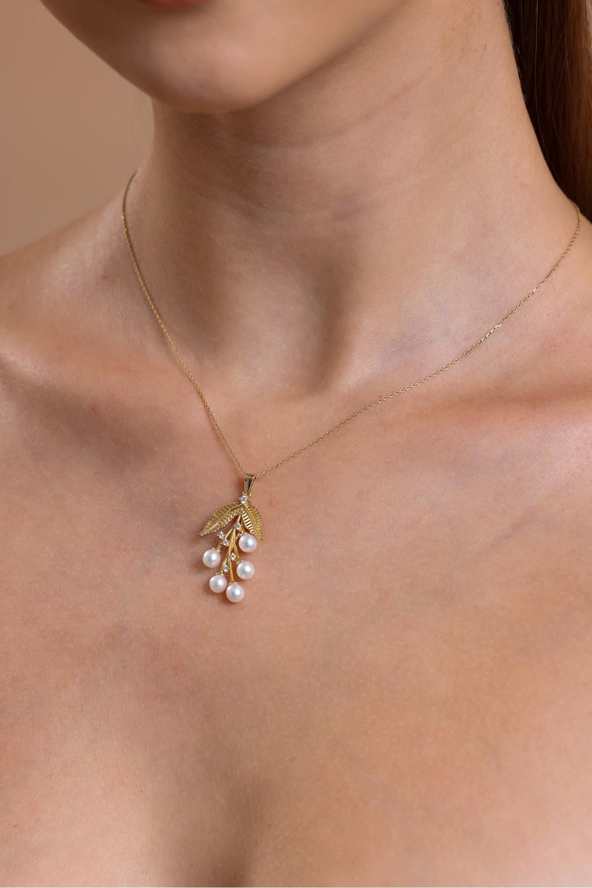 Zeytin Dalı Doğal İnci Kolye