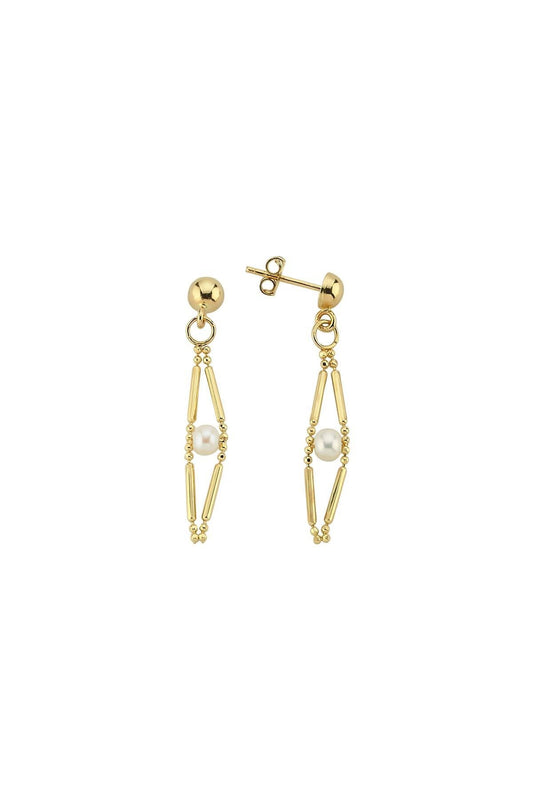 Baklava Dilimi Doğal İnci Küpe