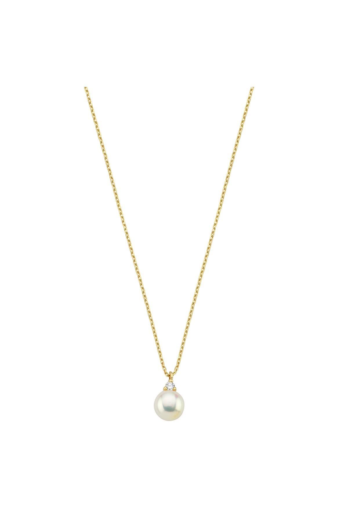 Doğal İnci 0,76 Karat Pırlantalı Kolye