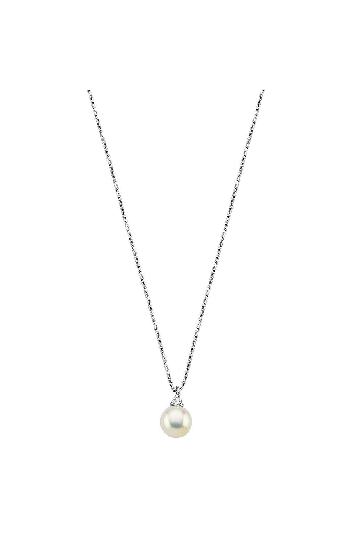 Doğal İnci 0,76 Karat Pırlantalı Kolye