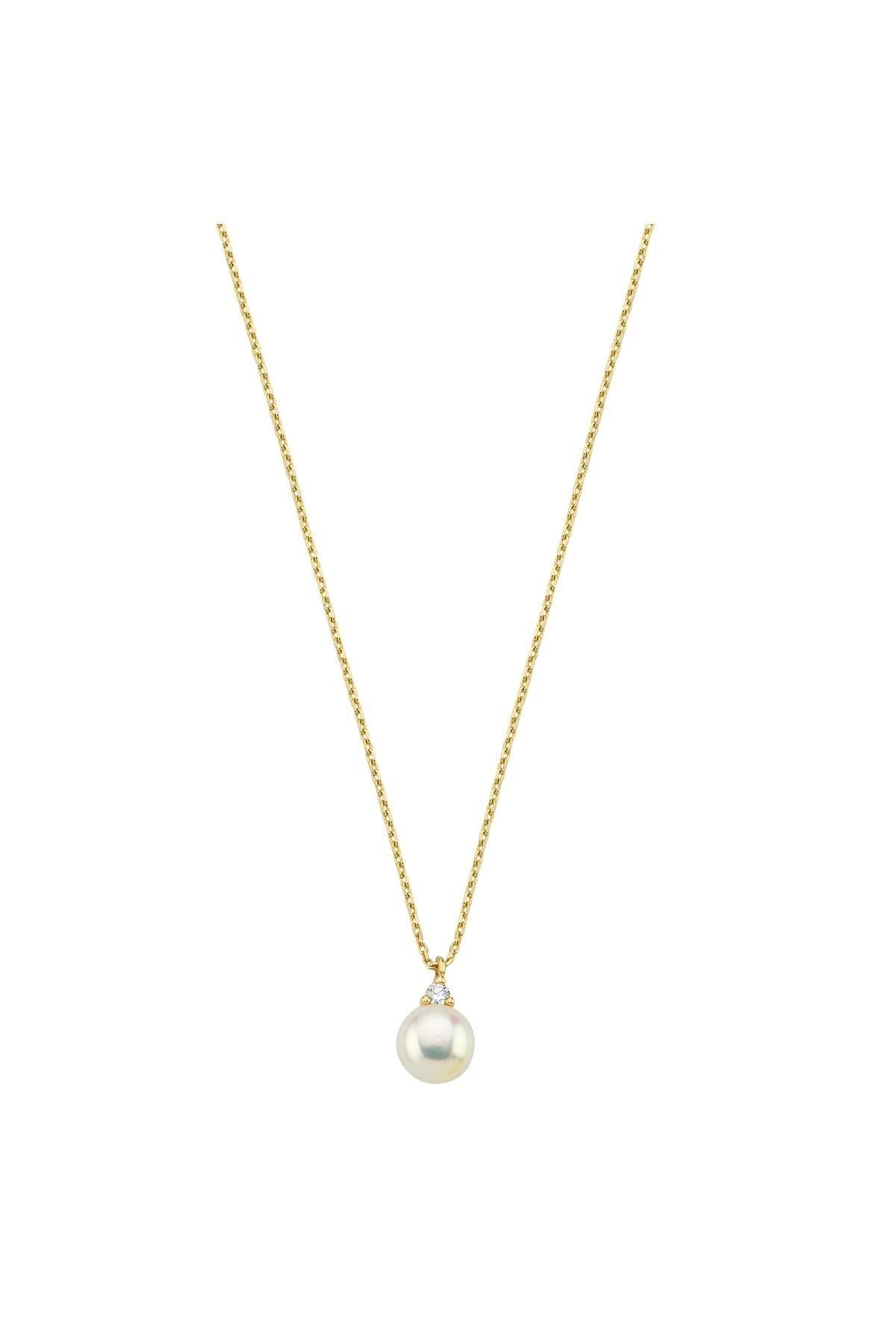 Doğal İnci 0,76 Karat Pırlantalı Kolye