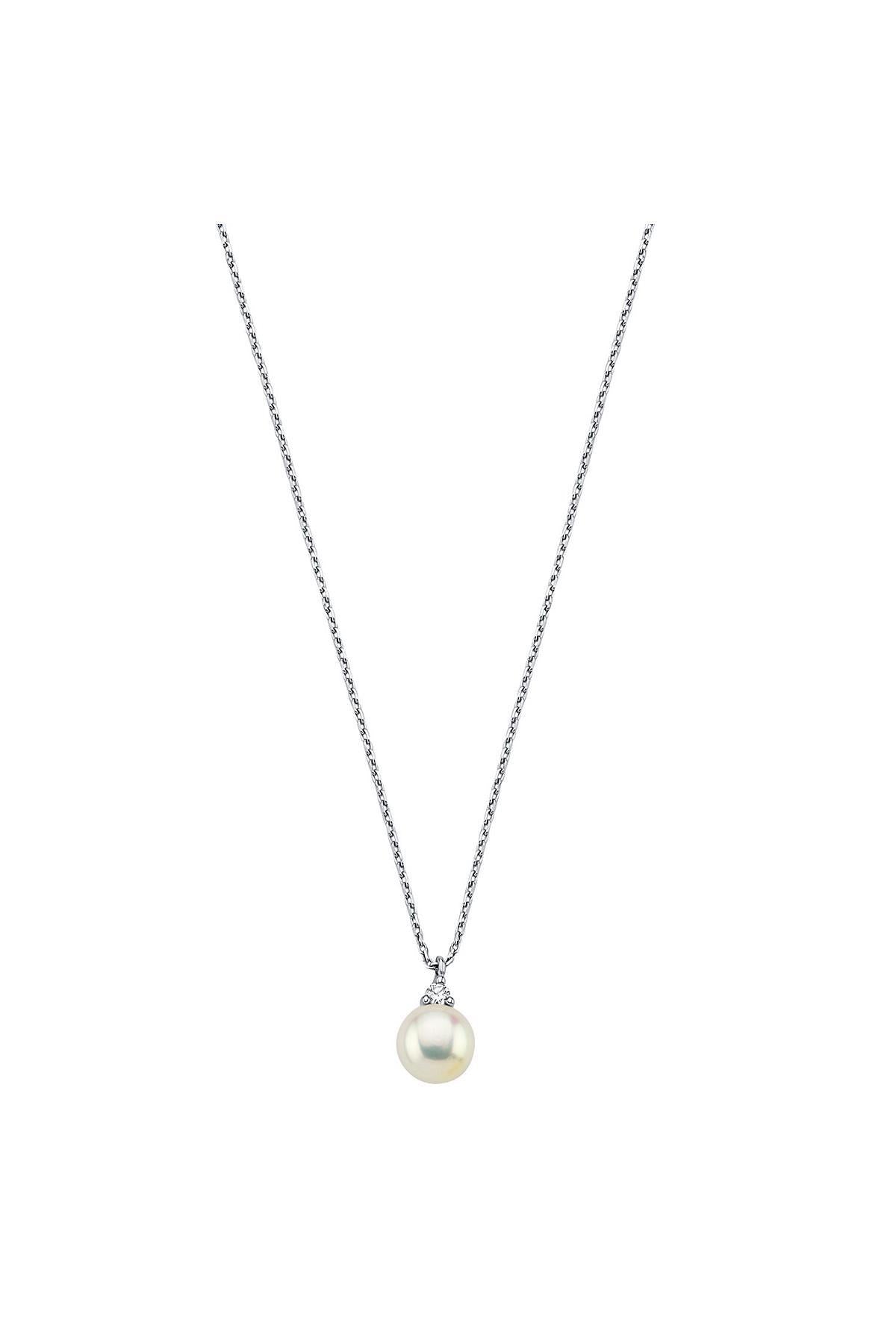 Doğal İnci 0,76 Karat Pırlantalı Kolye