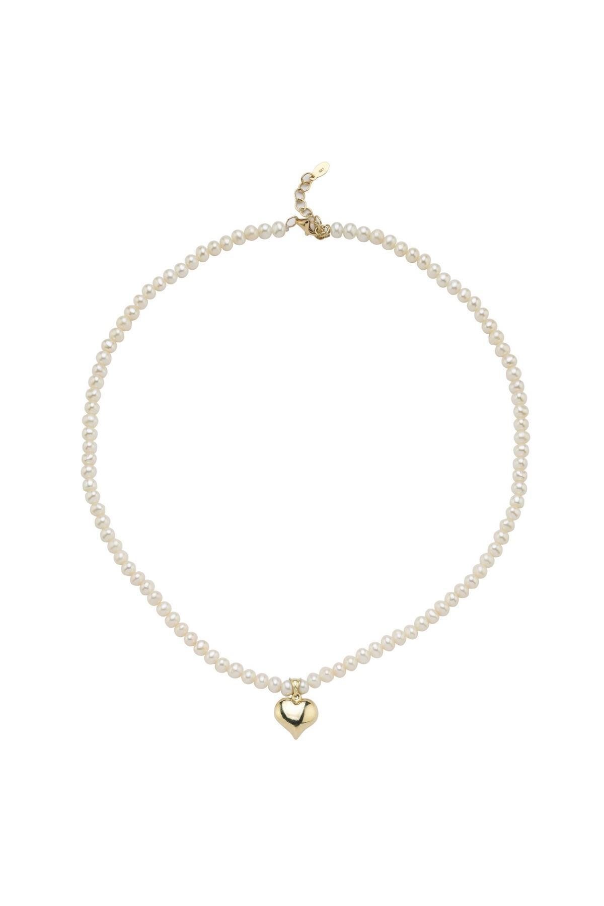 Doğal İnci Kalpli Kolye