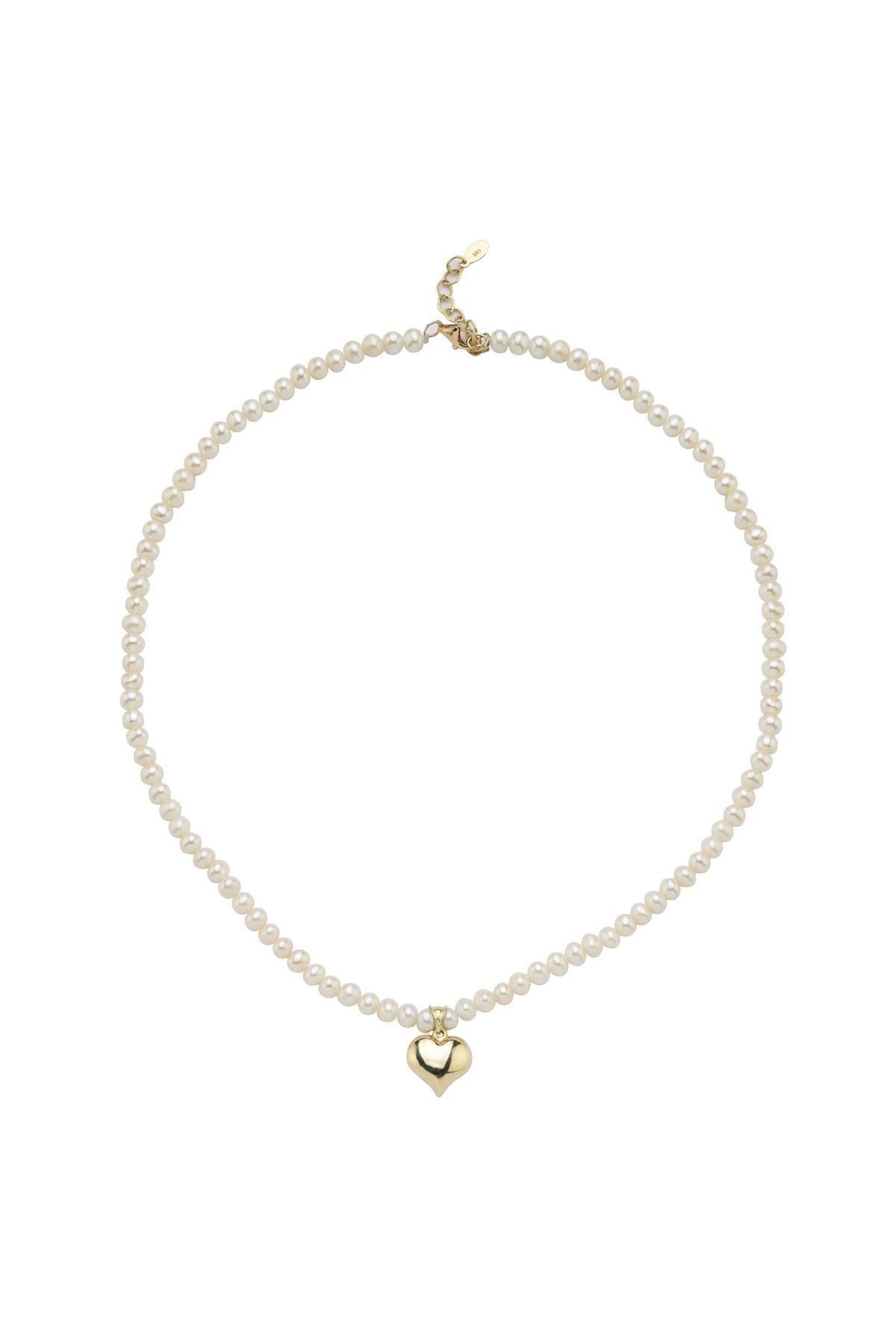 Doğal İnci Kalpli Kolye