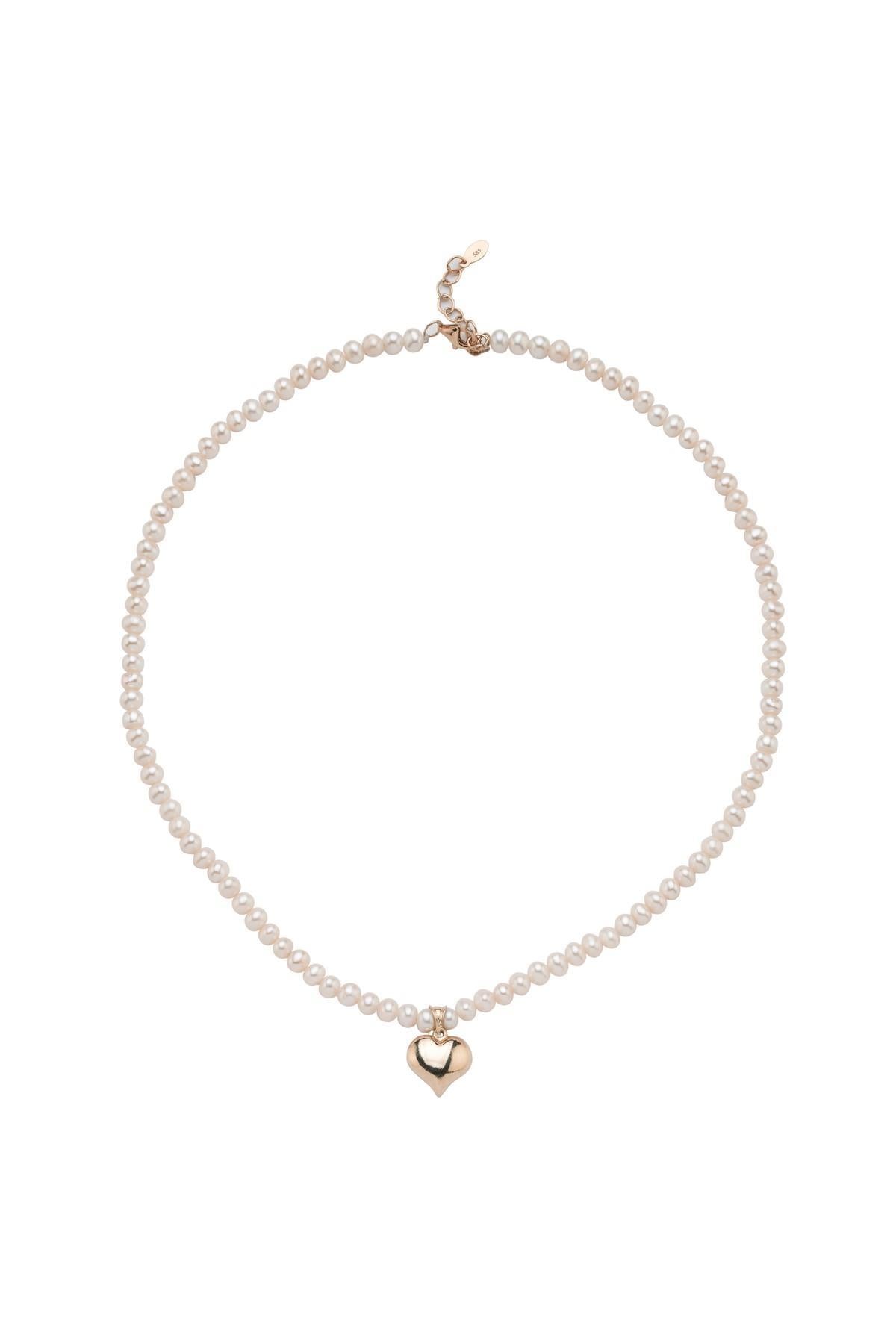 Doğal İnci Kalpli Kolye