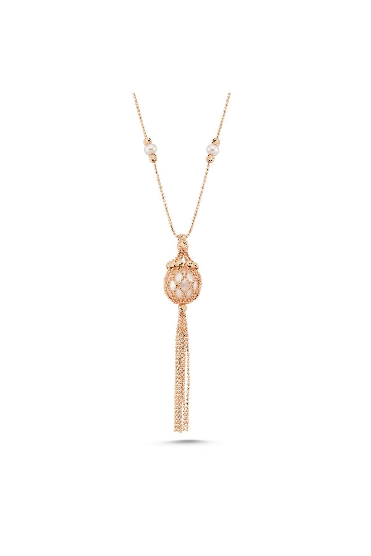 Doğal İnci Püsküllü Kolye