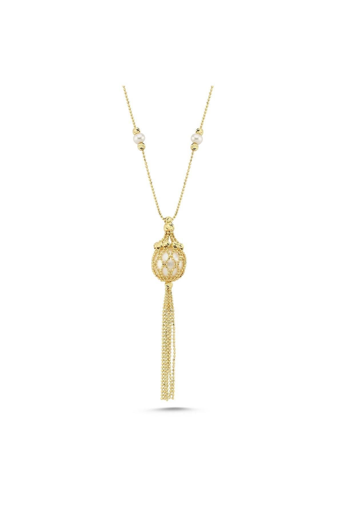 Doğal İnci Püsküllü Kolye