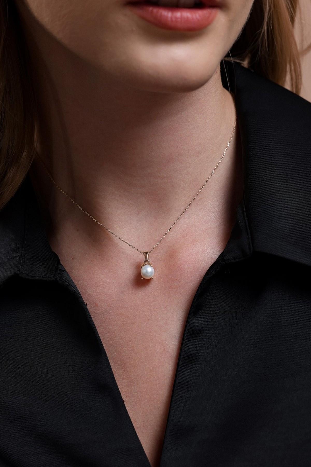 Doğal İncili Küpe Kolye İkili Set