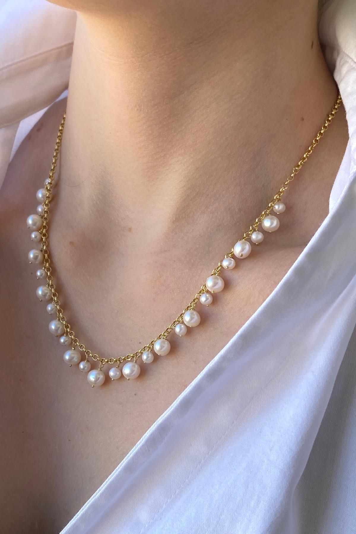 Doğal İncili Sallantılı Kolye