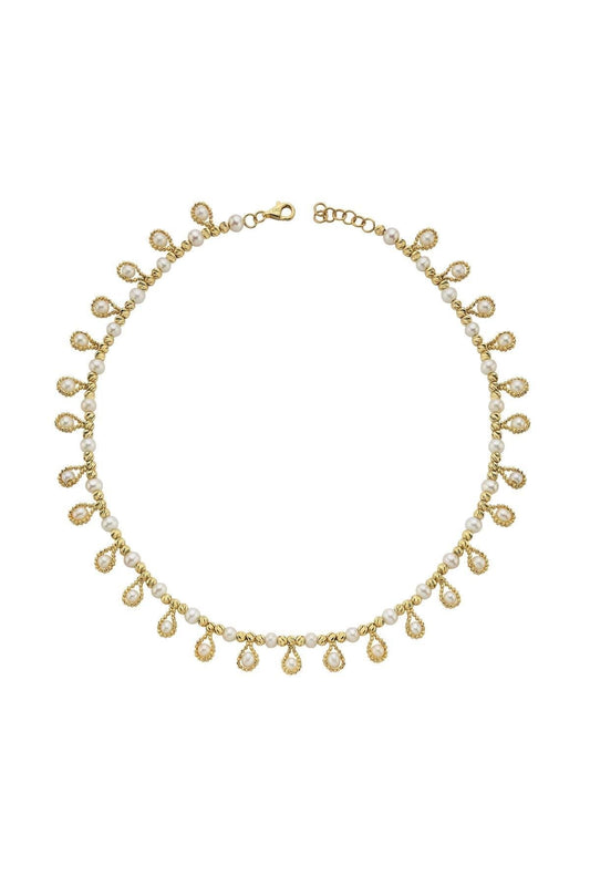 Dorikalı Sallantılı Doğal İncili Kolye