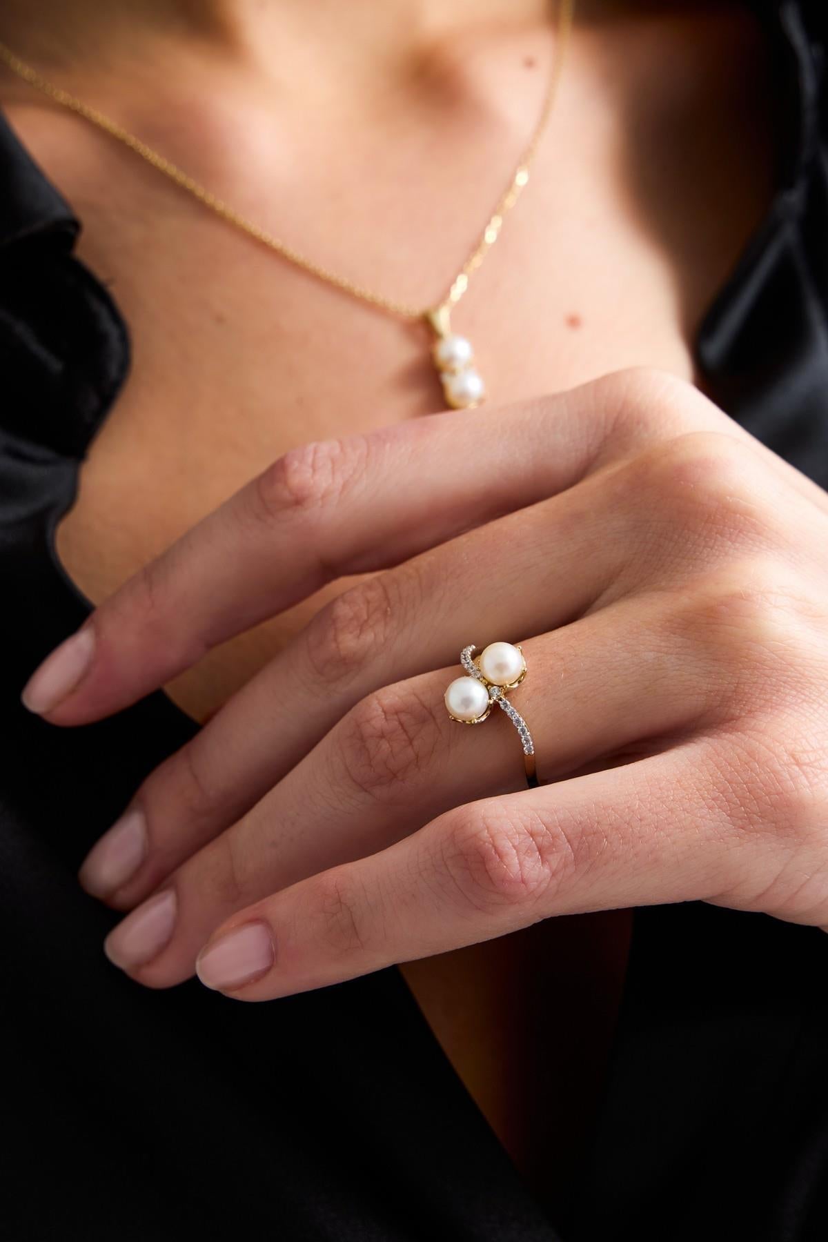 İkili Doğal İnci Yüzük