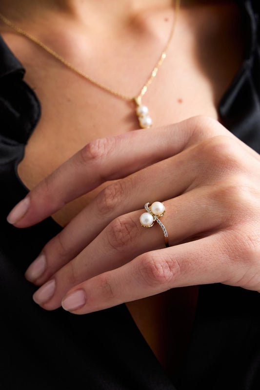 İkili Doğal İnci Yüzük